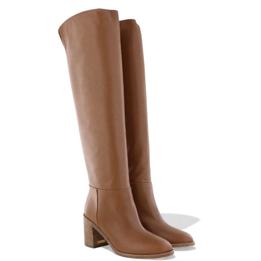 Golden Goose $999 Vivienne Knee-High Leather Boots Marrone Caramello Womens 38/8